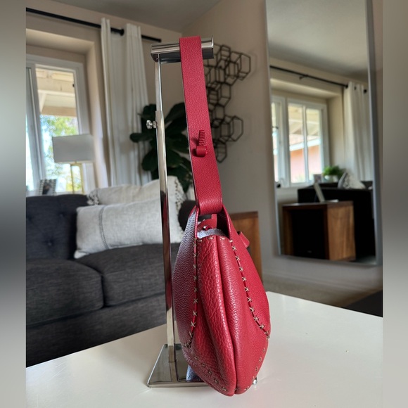 FENDI Rare Authentic Vintage Selleria Red Stitch Leather Bag Shoulder - Picture 5 of 15